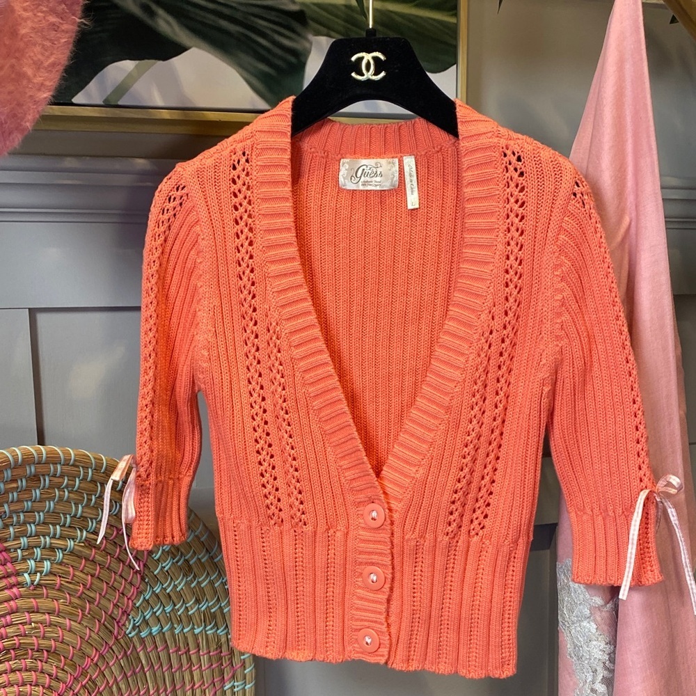 Guess Peach Button-Up Cardigan L